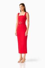 CURAAE Aris Midi Dress in Red