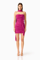 CURAAE Azura Scarf Mini Dress in Magenta Pink