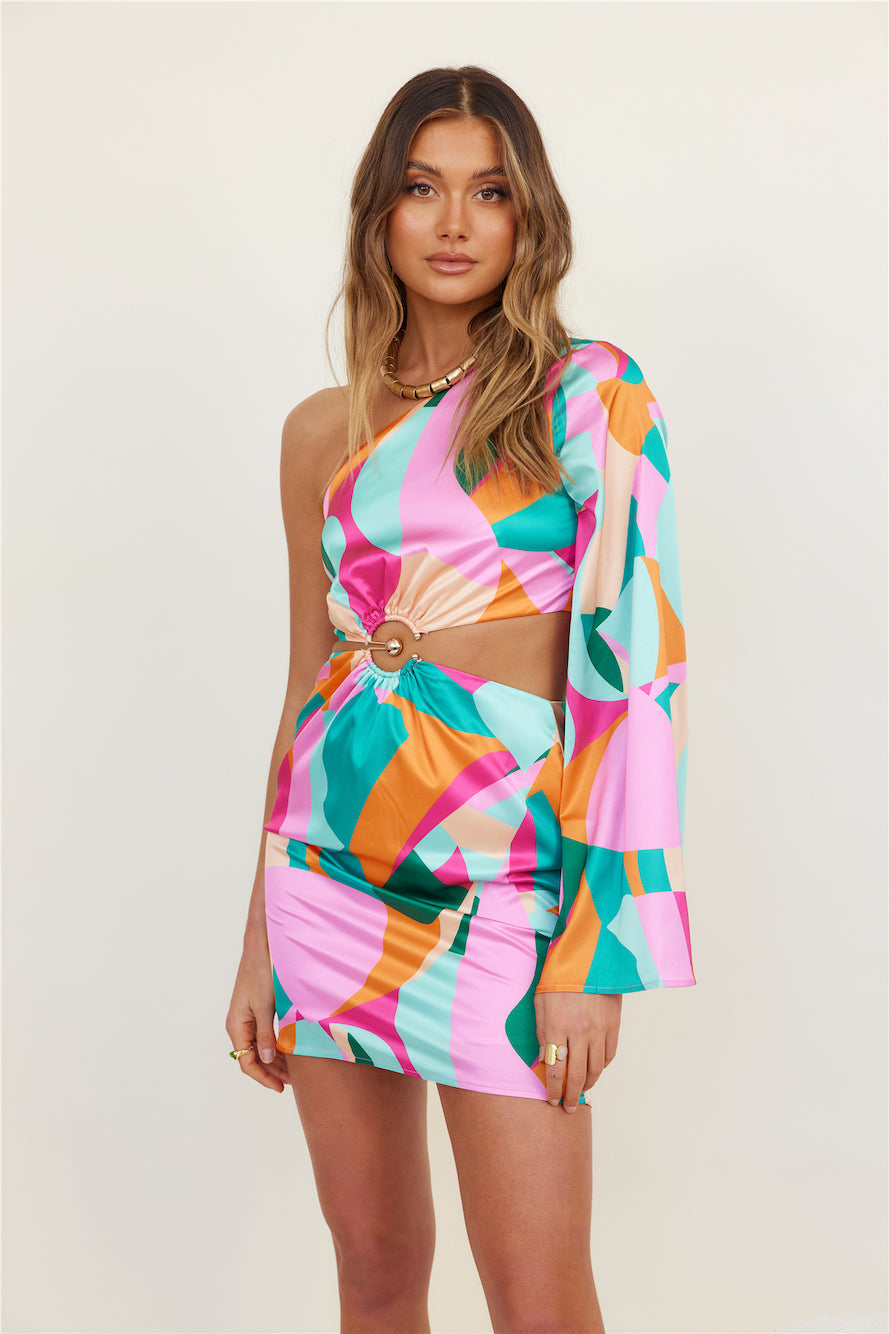 RUNAWAY THE LABEL Mariposa Drape Dress Multicolour