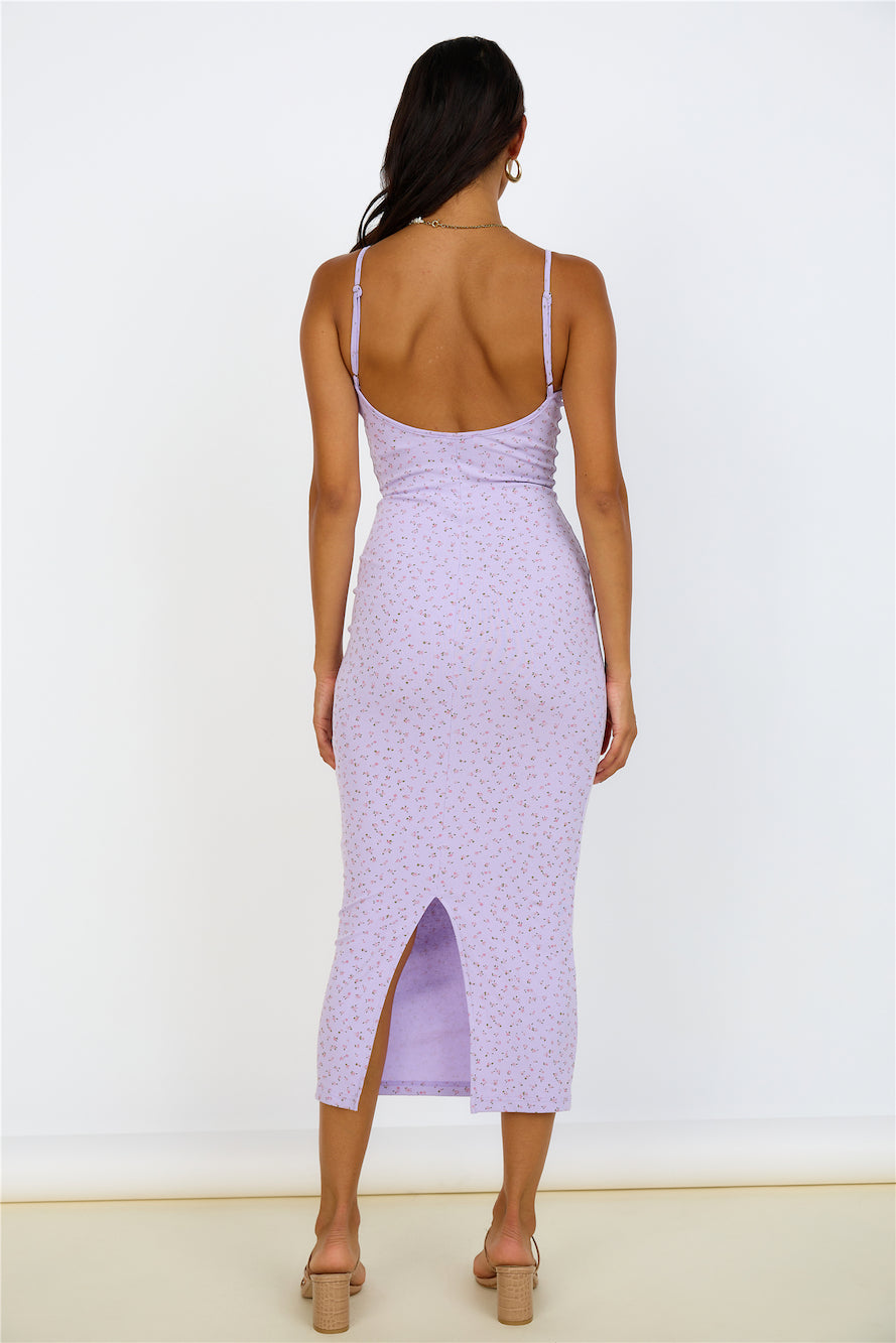 SNDYS Elora Midi Dress Lilac Floral