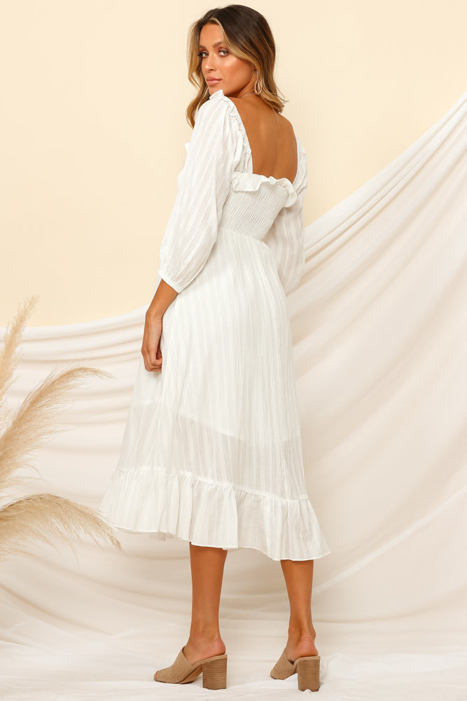 Loved By The Moon Midi Dress White