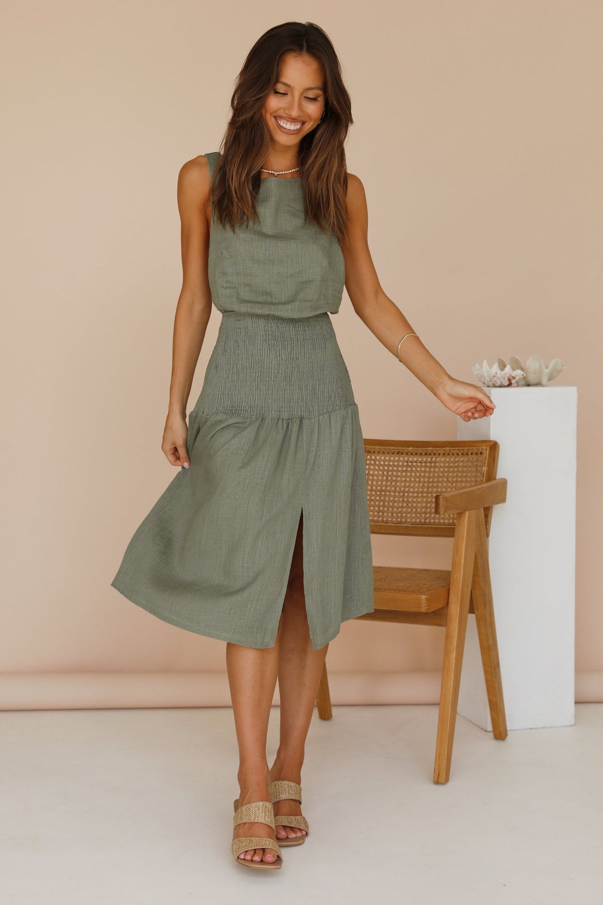 On The Horizon Midi Dress Green