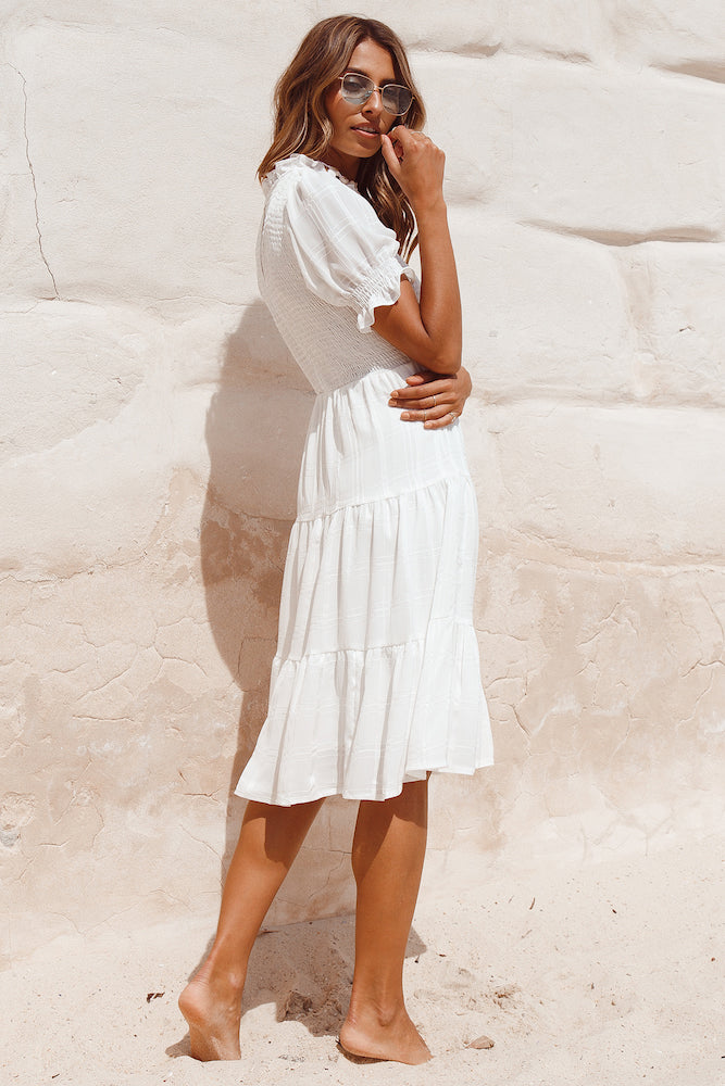 Pale Moonlight Midi Dress White