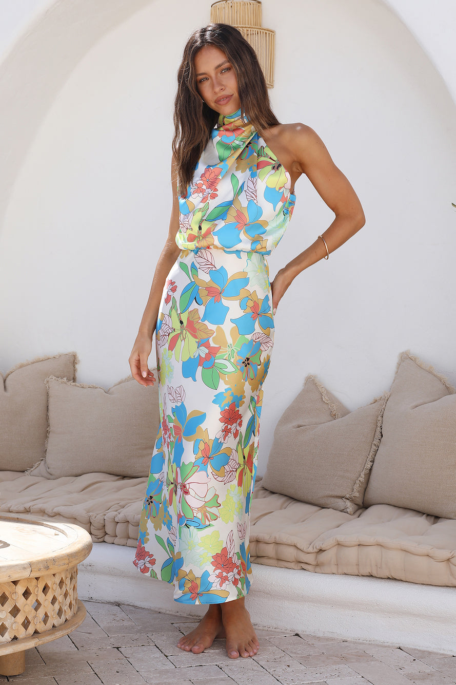 Garden Orchid Maxi Dress Blue