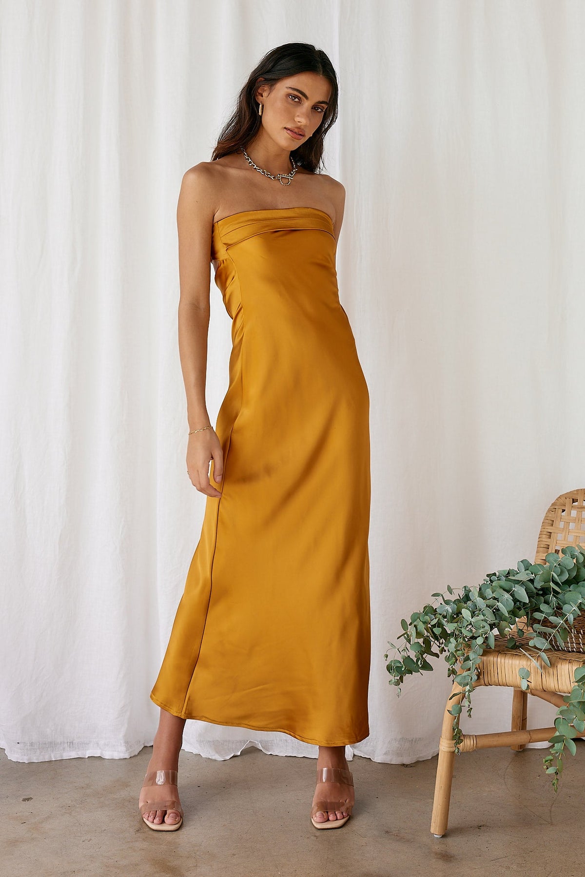 Gleam In Gold Maxi Dress Yellow