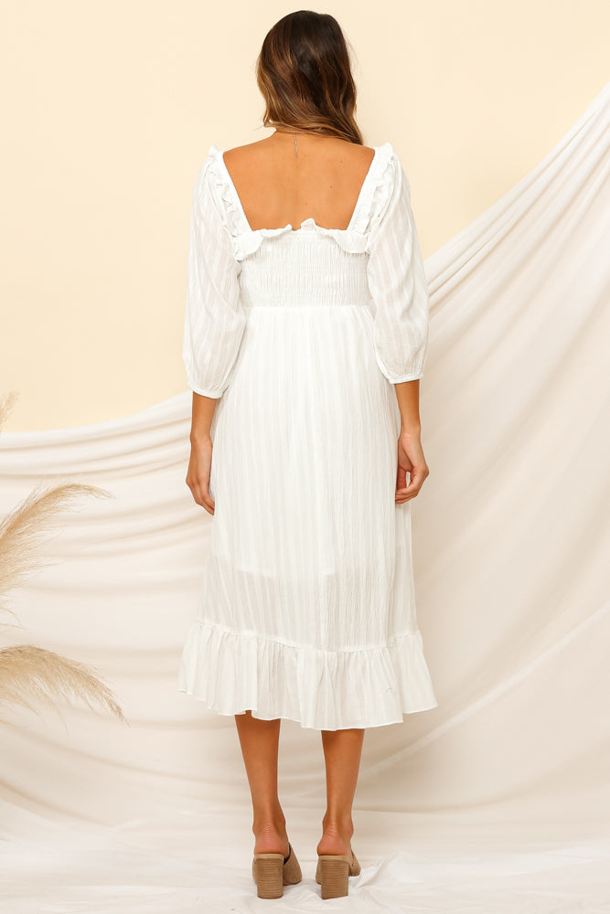 Loved By The Moon Midi Dress White