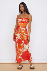 Fresh Blossom Maxi Dress Orange