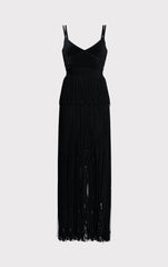 Strappy Ottoman Fringe Gown