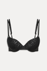 X Khy Cherish Metallic Push Up Bikini Top - Black Chrome