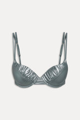 X Khy Cherish Metallic Push Up Bikini Top - Chrome