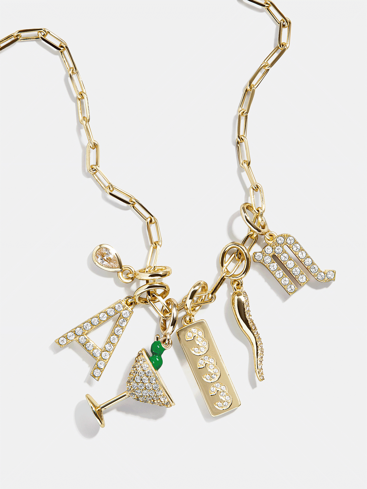 Semi-Precious Cluster Charm Necklace - Chrysoprase Chain