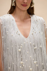 Aurea Crochet Plunge Mini Dress