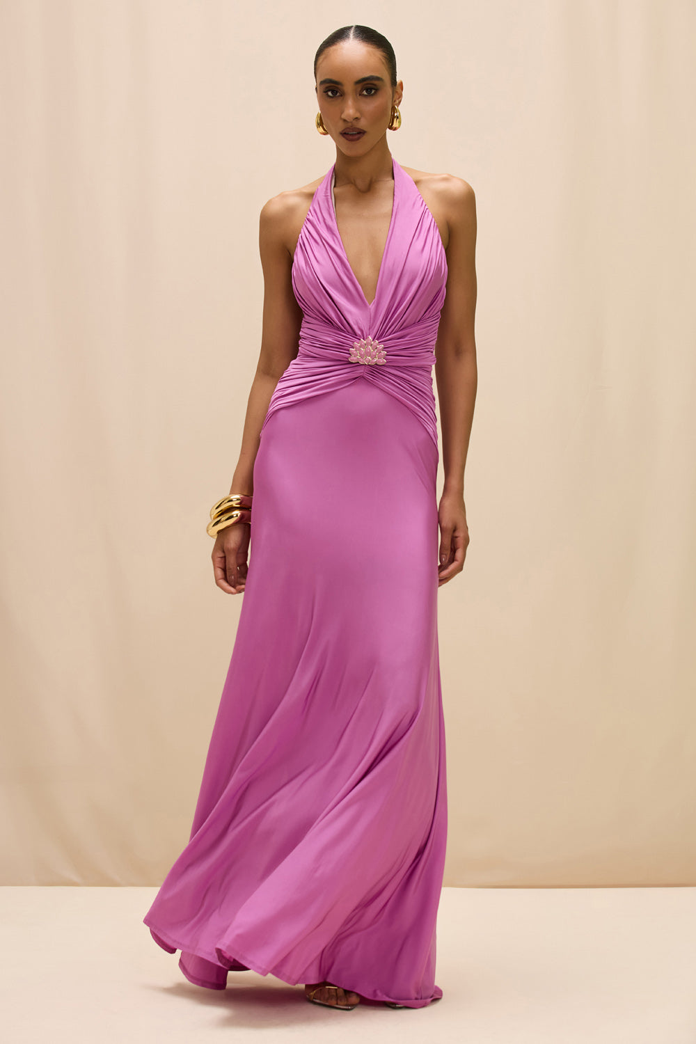 Gisele Jersey Back Slit Maxi Dress