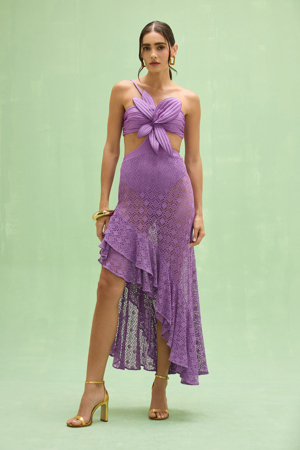 Sirena Mesh Flower Maxi Dress