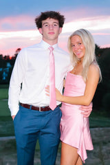 Pretty A Line Strapless Pink Satin Short Homecoming Dress