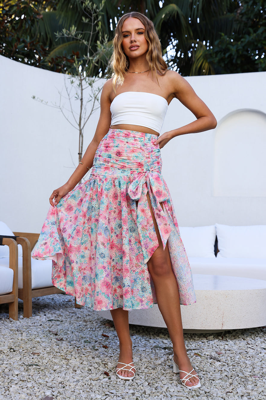 HELLO MOLLY Picnic In The Summer Maxi Skirt Pink