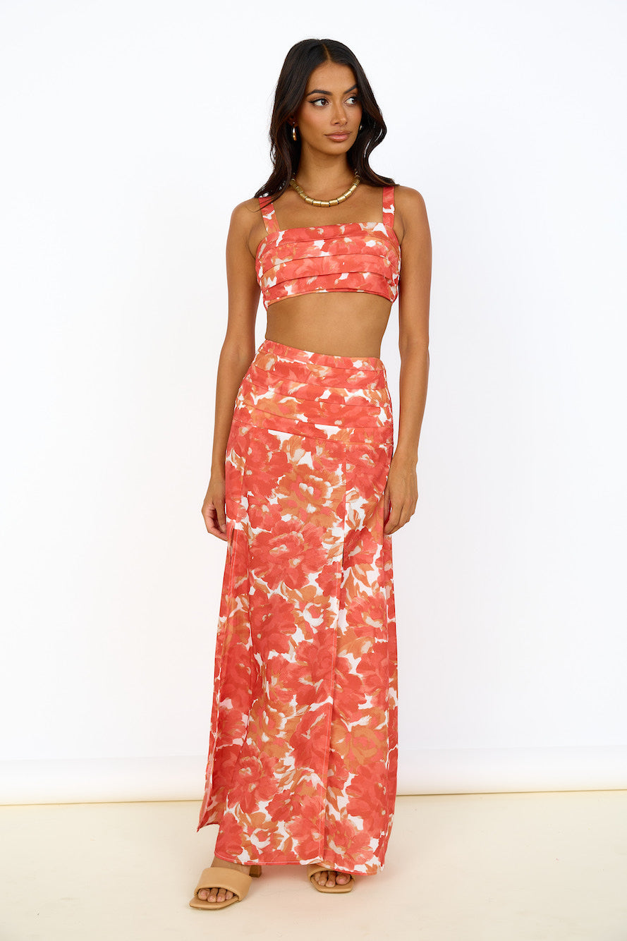 Golden Sunset Maxi Skirt Orange