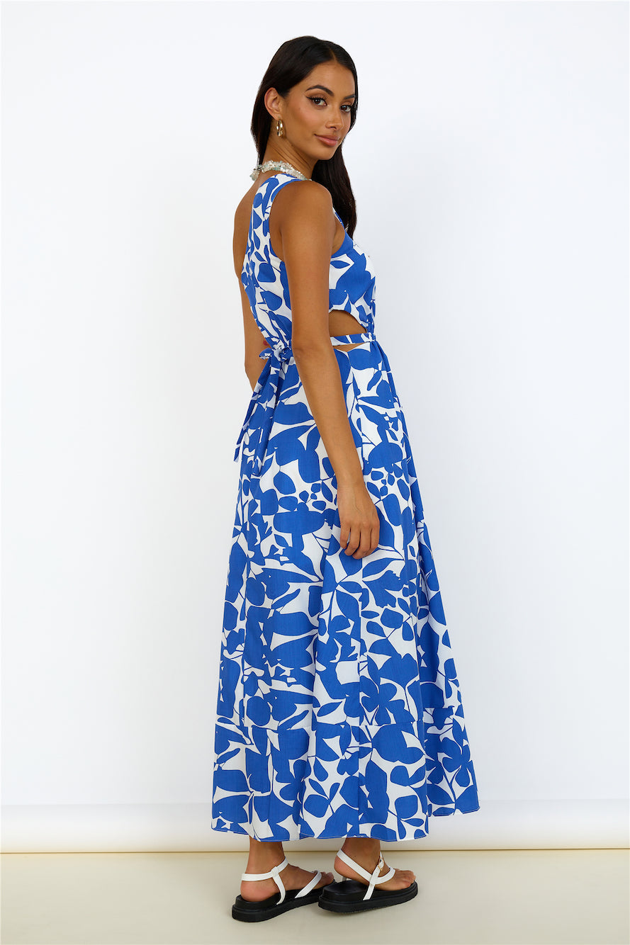 Flowers Bloom Maxi Dress Blue