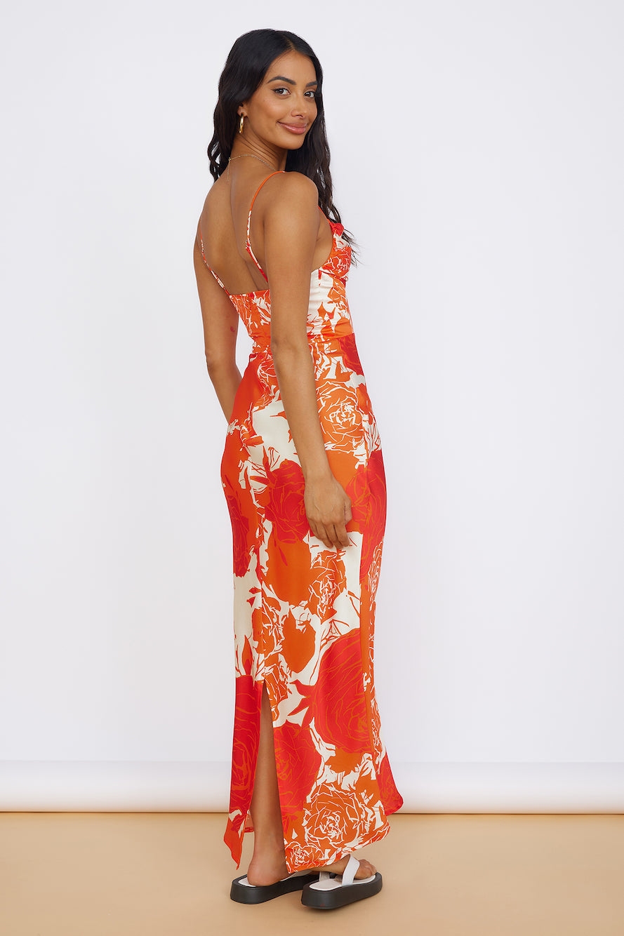 Fresh Blossom Maxi Dress Orange