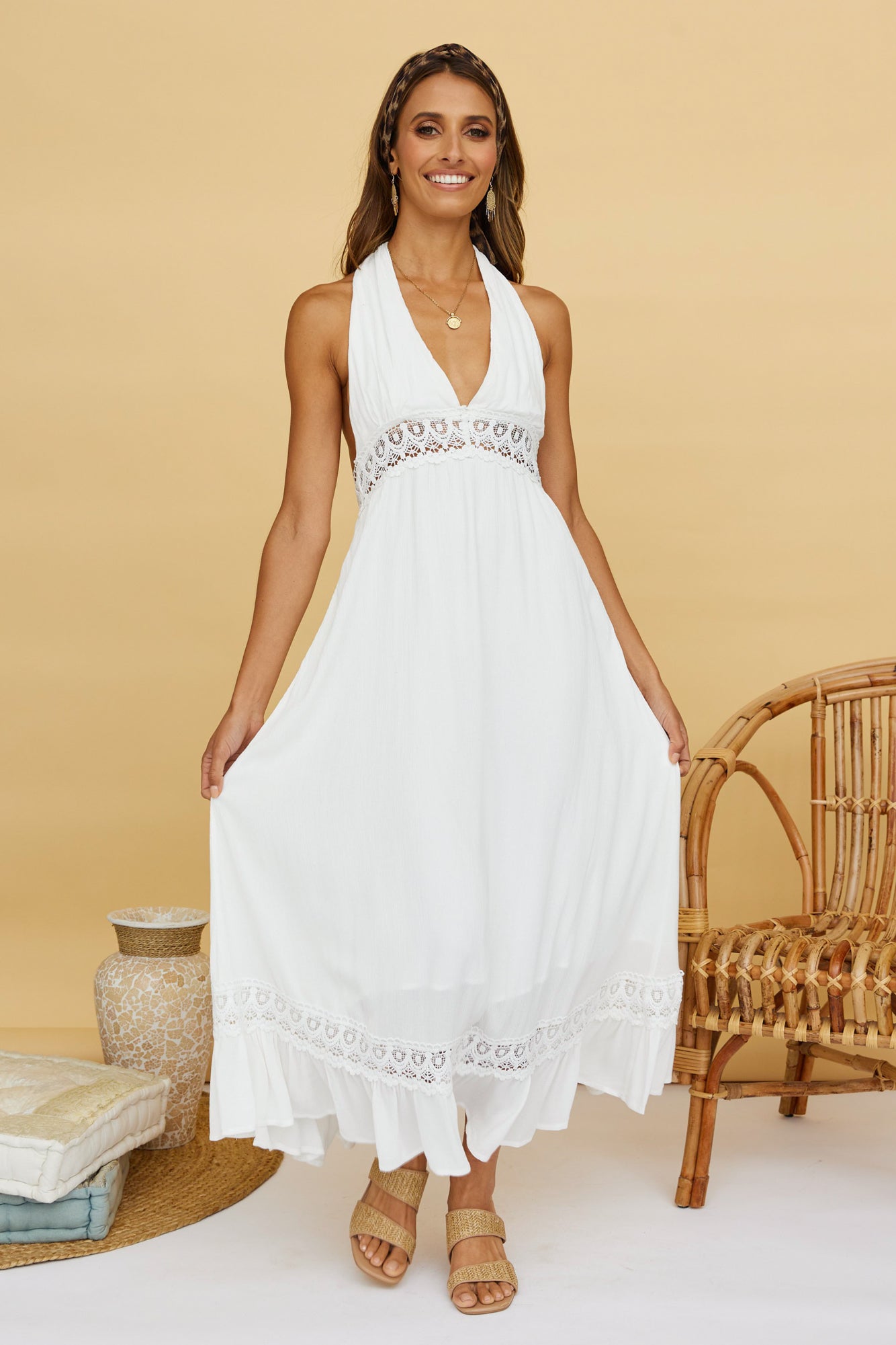 Night Orbit Maxi Dress White