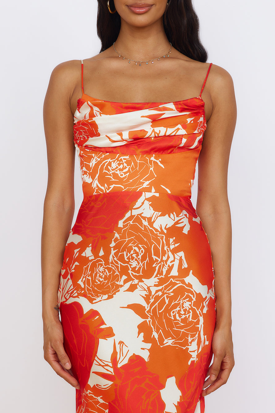 Fresh Blossom Maxi Dress Orange