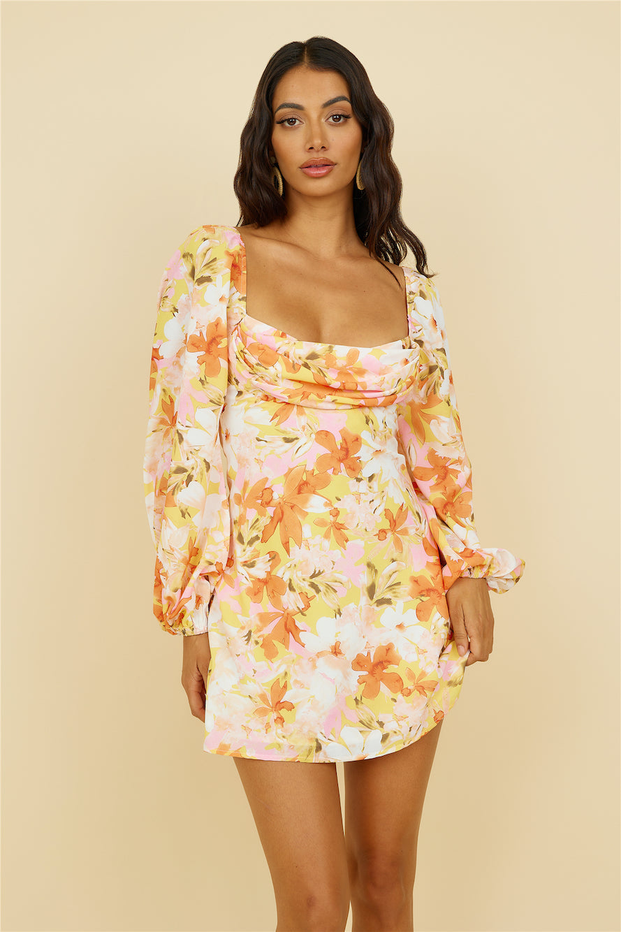 Twist Of Fate Dress Orange Floral