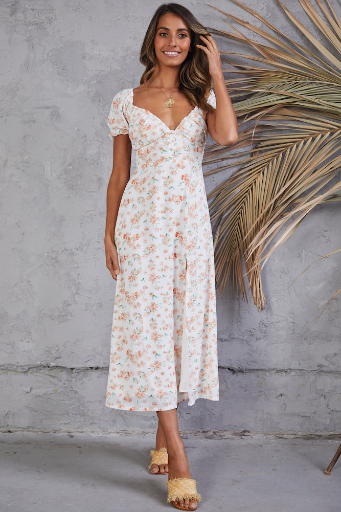 Choral Maxi Dress White