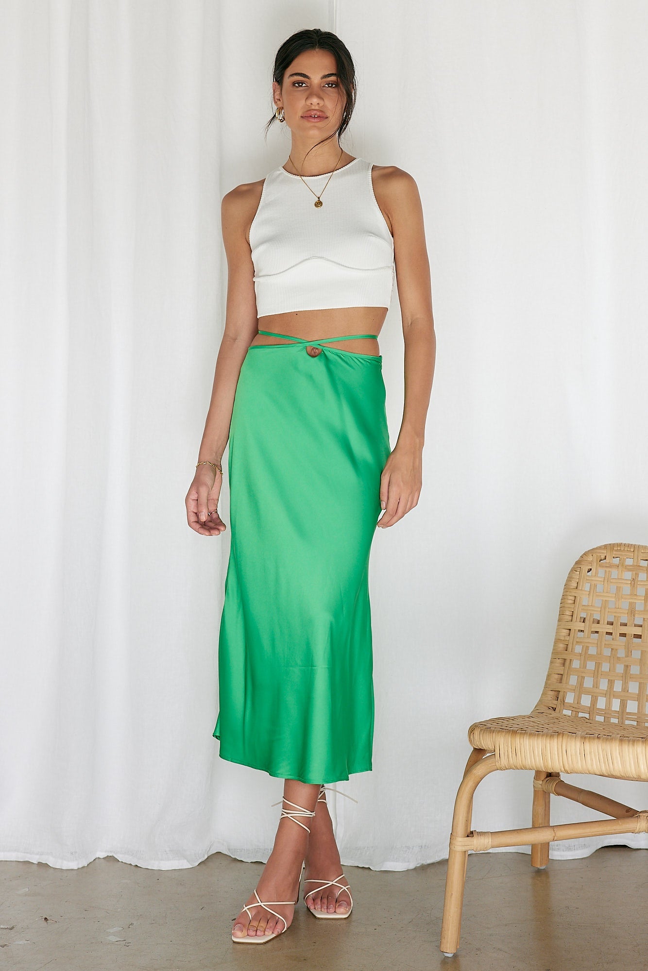 Make A Wave Maxi Skirt Green