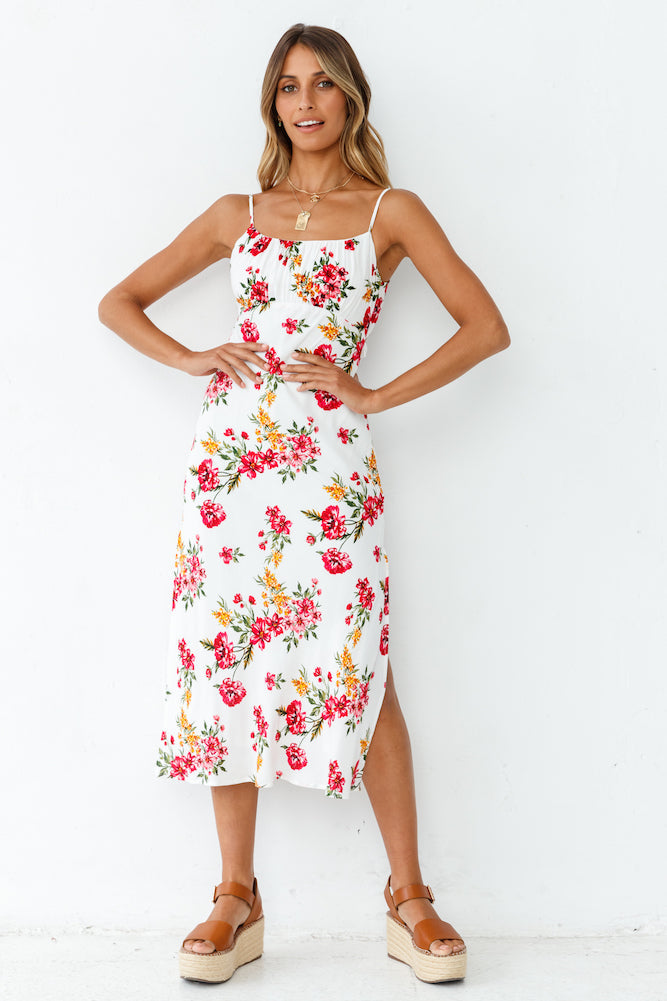 Springtime Premiere Midi Dress White