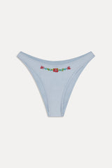 Dove Beaded Satin Bikini Bottom - Frosting