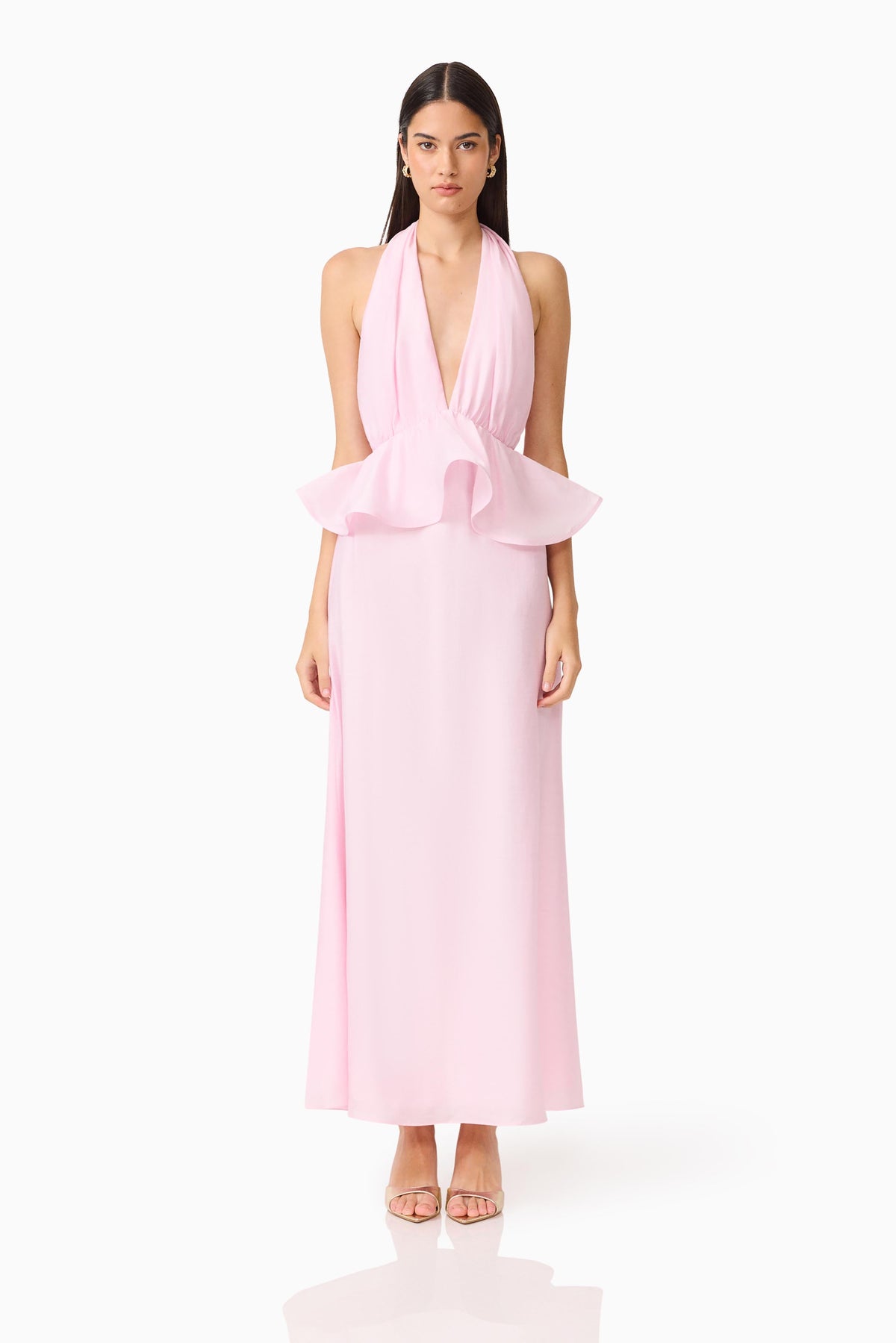 Fiorina Halter Neck Gown in Pale Pink
