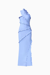 Floriana Asymmetric Gown in Cornflower Blue