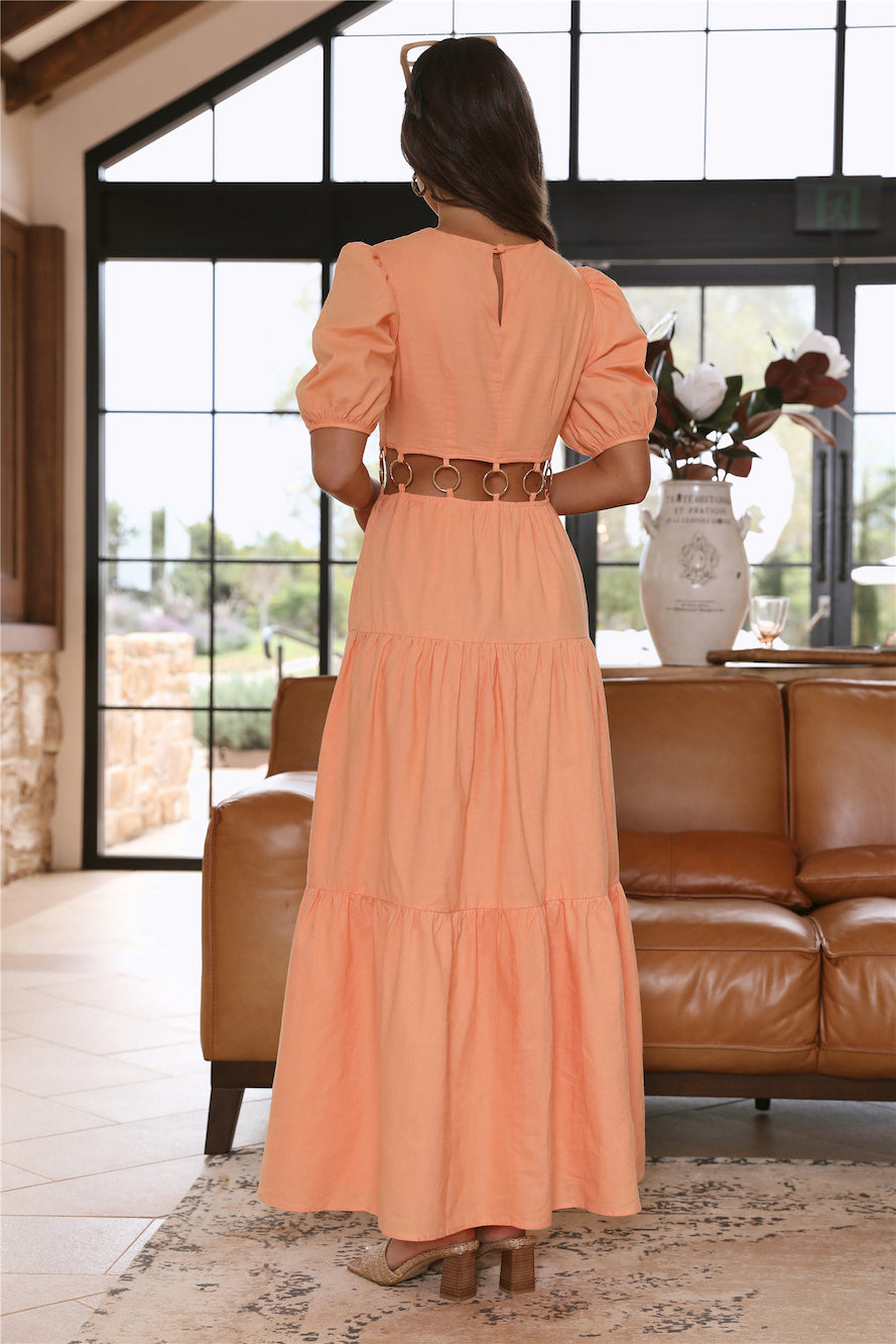 CHARLIE HOLIDAY Andrea Maxi Dress Apricot Orange