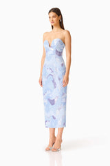 Aurae Embellished Midi Dress in Sky Blue