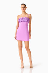Solenne Party Mini Dress in Purple