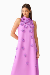 Solenne Halter Maxi Dress in Purple