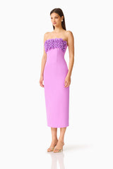 Solenne Column Midi Dress in Purple