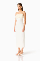 Solenne Column Midi Dress in White