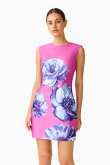 Sybella Shift Mini Dress in Pink & Blue Floral