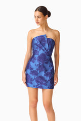 Sorelle Asymmetric Mini Dress in Cobalt Blue