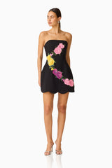 Laurentia Strapless Mini Tulip Dress in Black