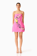 Laurentia Tulip Mini Dress in Fuchsia Pink