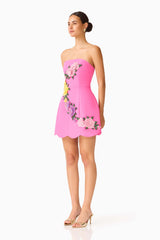 Laurentia Tulip Mini Dress in Fuchsia Pink