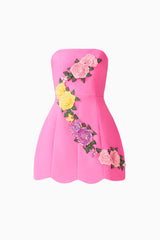 Laurentia Tulip Mini Dress in Fuchsia Pink