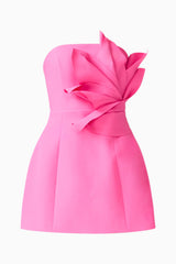 Laurentia Floral Applique Mini Dress in Fuchsia Pink