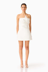 Laurentia Floral Applique Mini Dress in White