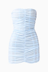 Florencea Ruched Mini Dress in Powder Blue