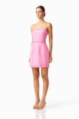Coralene Strapless Mini Dress in Pink