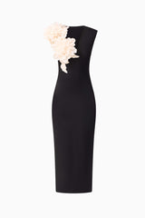 Zahara V-Neck Gown in Black