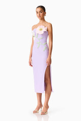 Hope Strapless Midi Dress in Purple